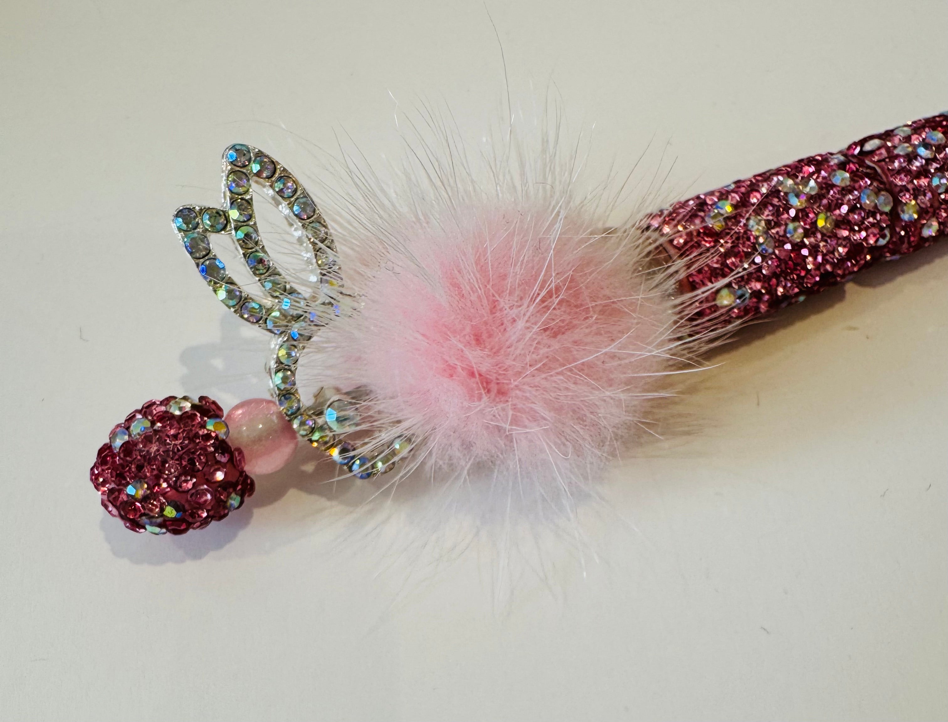 Diamonte encrusted pen with a cute bunny